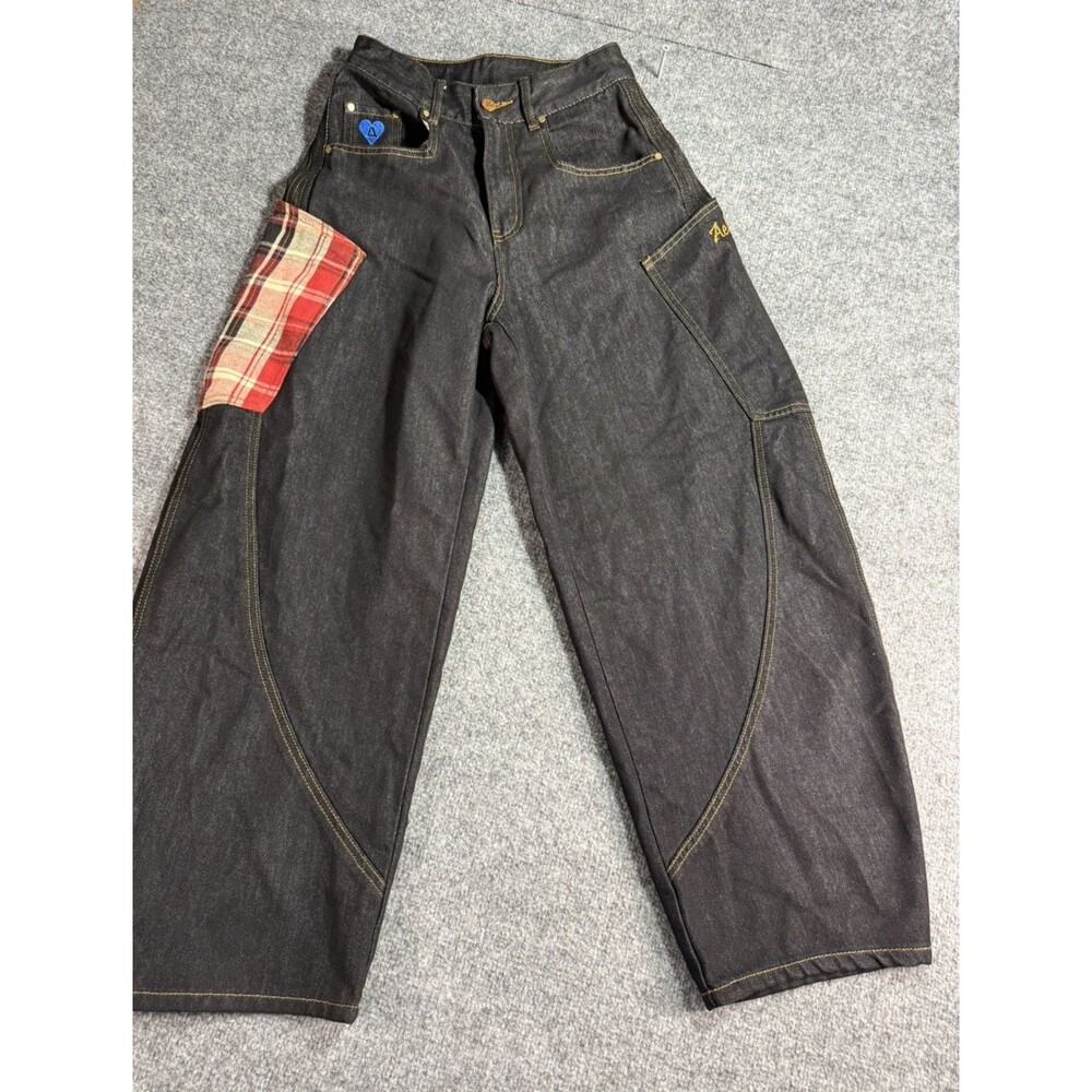 Elfric Eden Barrel Jeans – Size 26 – Patchwork & Embroidery – Wide Leg
